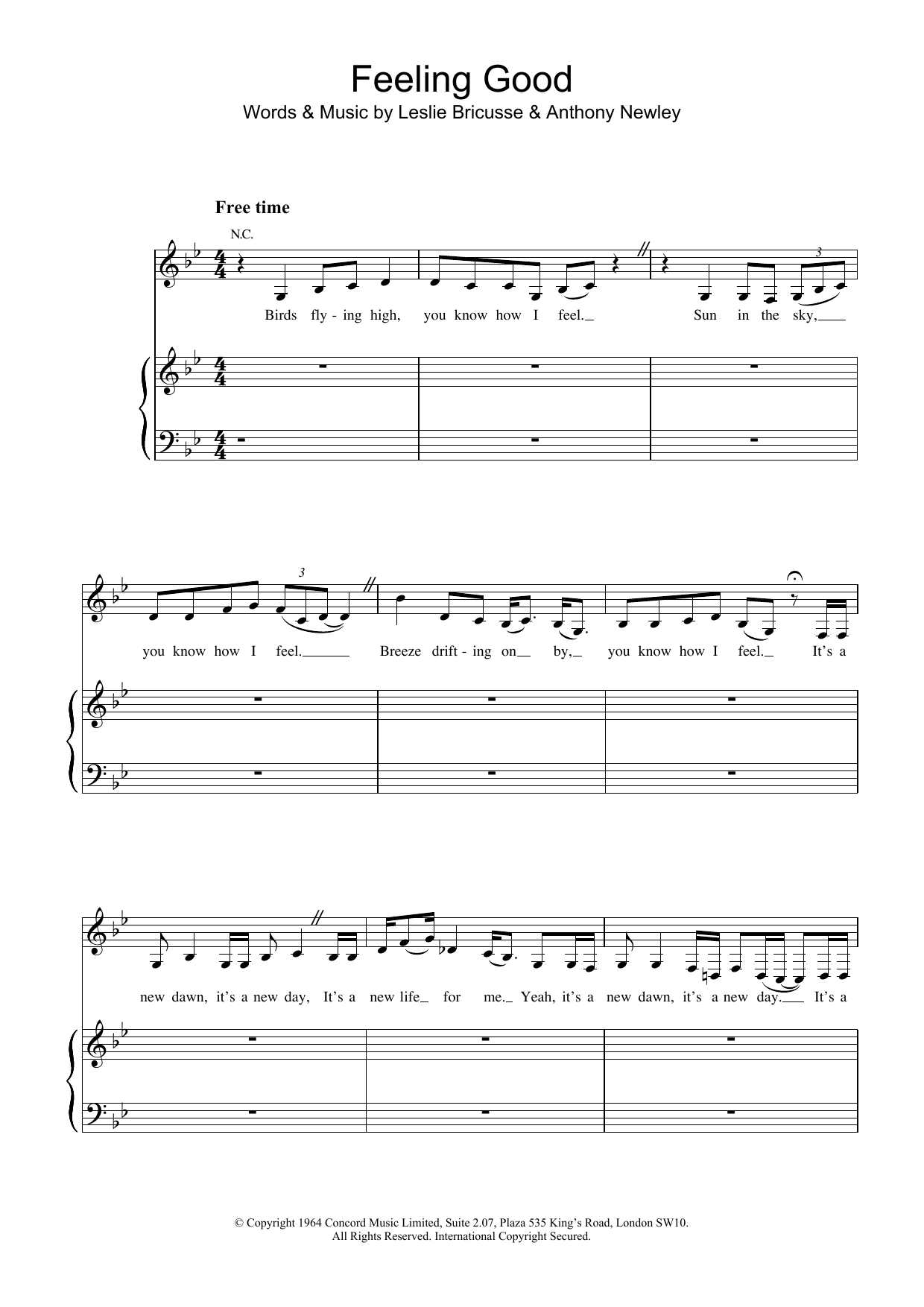 Download Nina Simone Feeling Good Sheet Music and learn how to play Tenor Saxophone PDF digital score in minutes