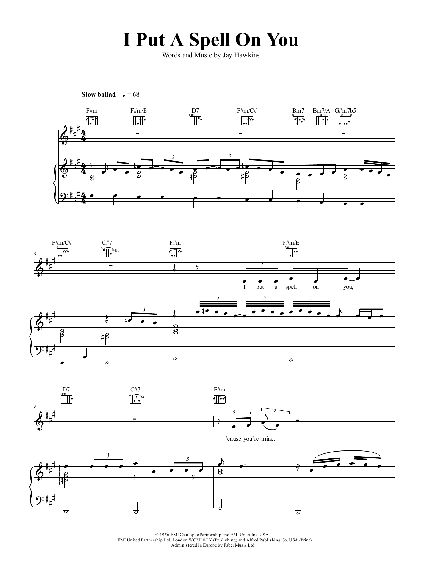 Download Nina Simone I Put A Spell On You Sheet Music and learn how to play Piano, Vocal & Guitar (Right-Hand Melody) PDF digital score in minutes