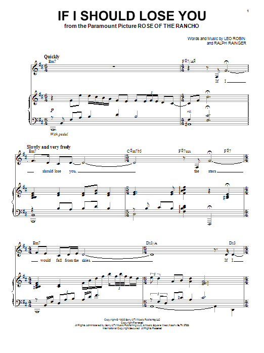 Download Nina Simone If I Should Lose You Sheet Music and learn how to play Piano & Vocal PDF digital score in minutes