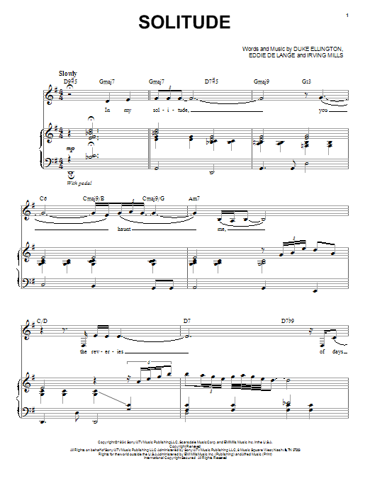 Download Nina Simone Solitude Sheet Music and learn how to play Piano & Vocal PDF digital score in minutes