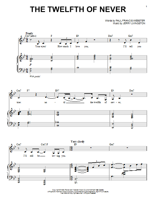 Download Nina Simone The Twelfth Of Never Sheet Music and learn how to play Piano & Vocal PDF digital score in minutes