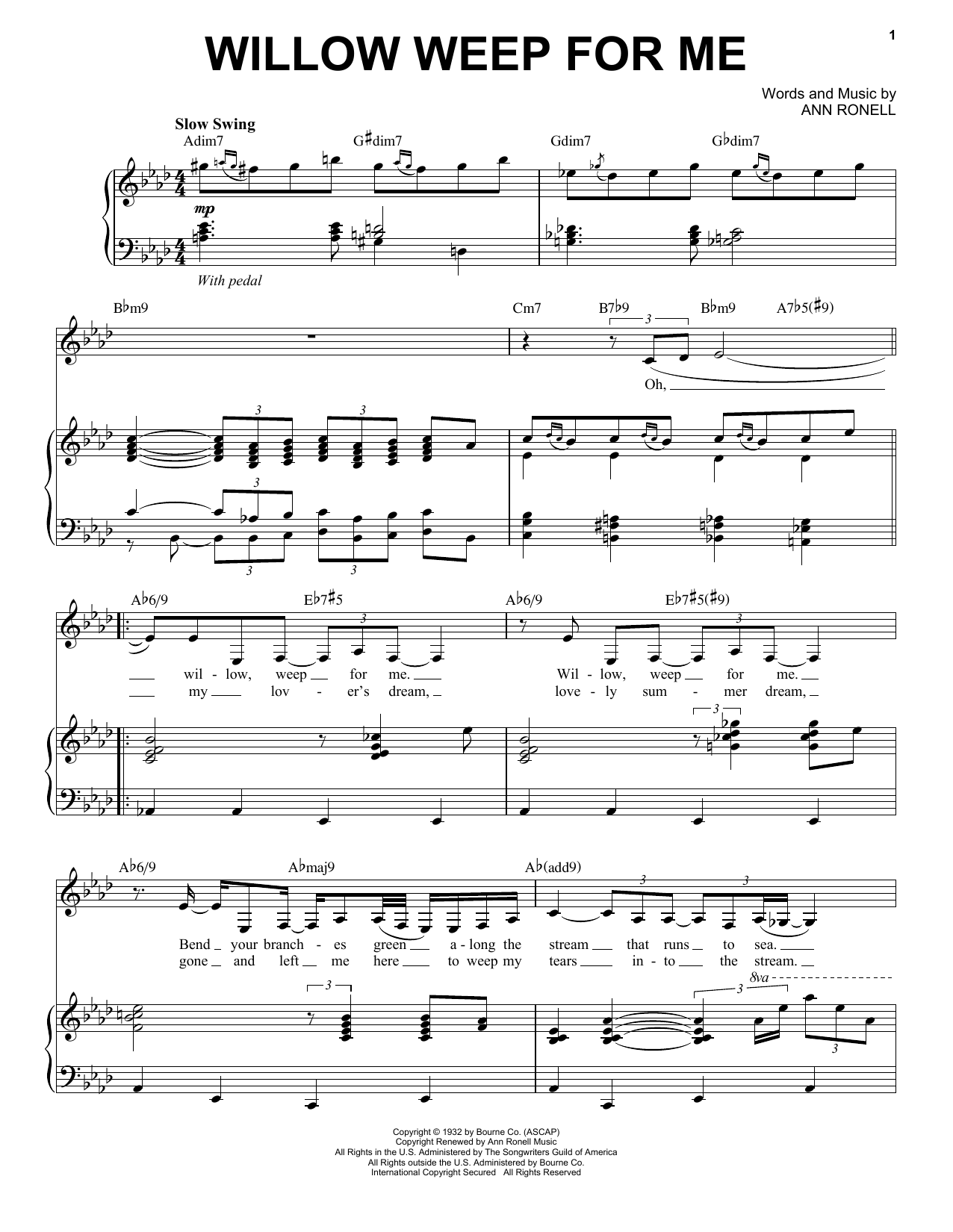 Download Nina Simone Willow Weep For Me Sheet Music and learn how to play Piano & Vocal PDF digital score in minutes