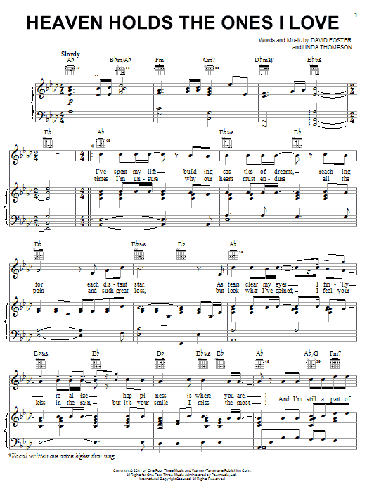 Download Nina Whitaker Heaven Holds The Ones I Love Sheet Music and learn how to play Piano, Vocal & Guitar (Right-Hand Melody) PDF digital score in minutes