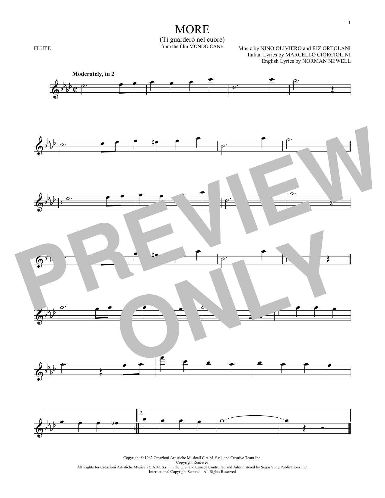 Download Nino Oliviero More (Ti Guardero Nel Cuore) Sheet Music and learn how to play Viola PDF digital score in minutes