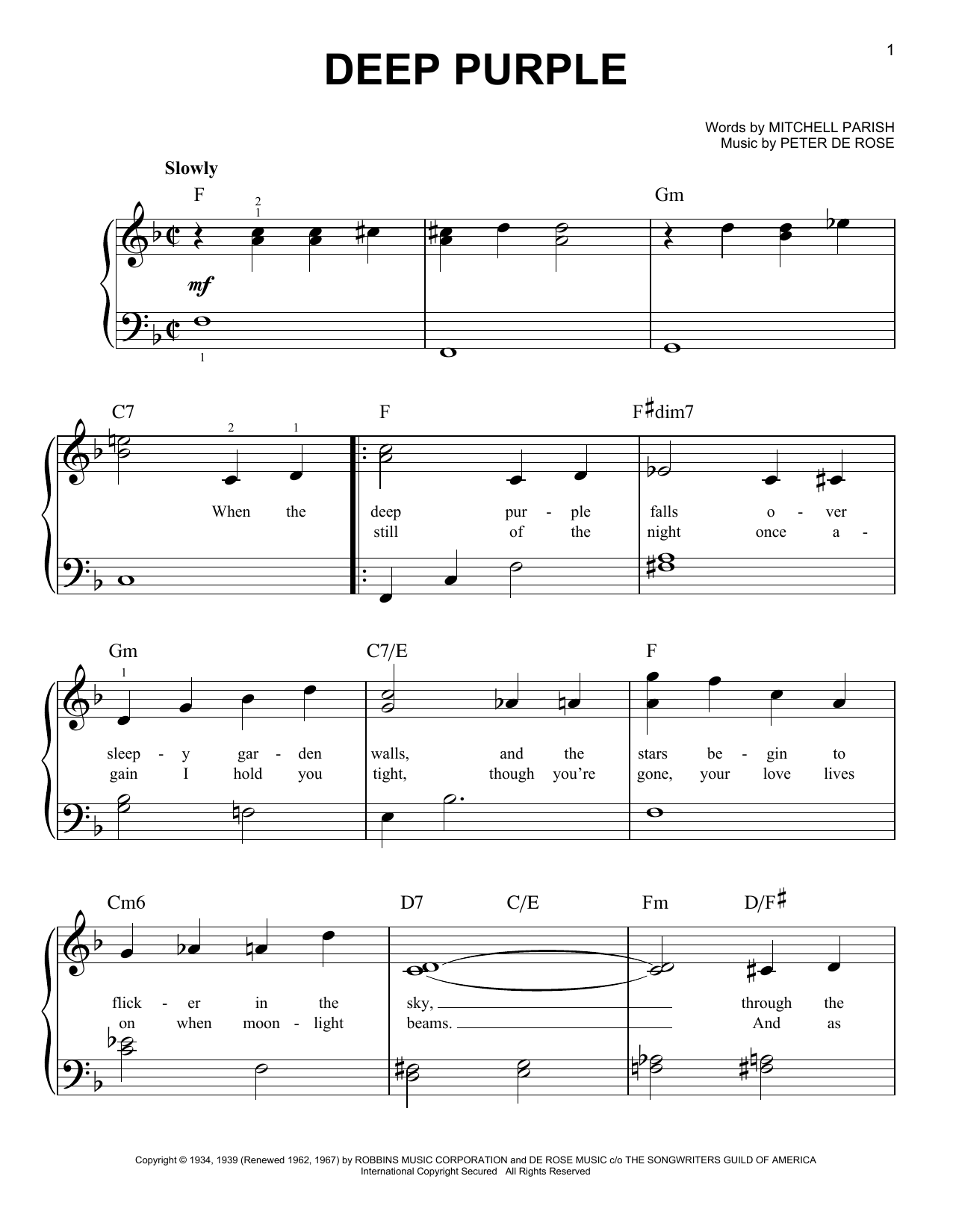 Download Nino Tempo & April Stevens Deep Purple Sheet Music and learn how to play Real Book – Melody & Chords PDF digital score in minutes