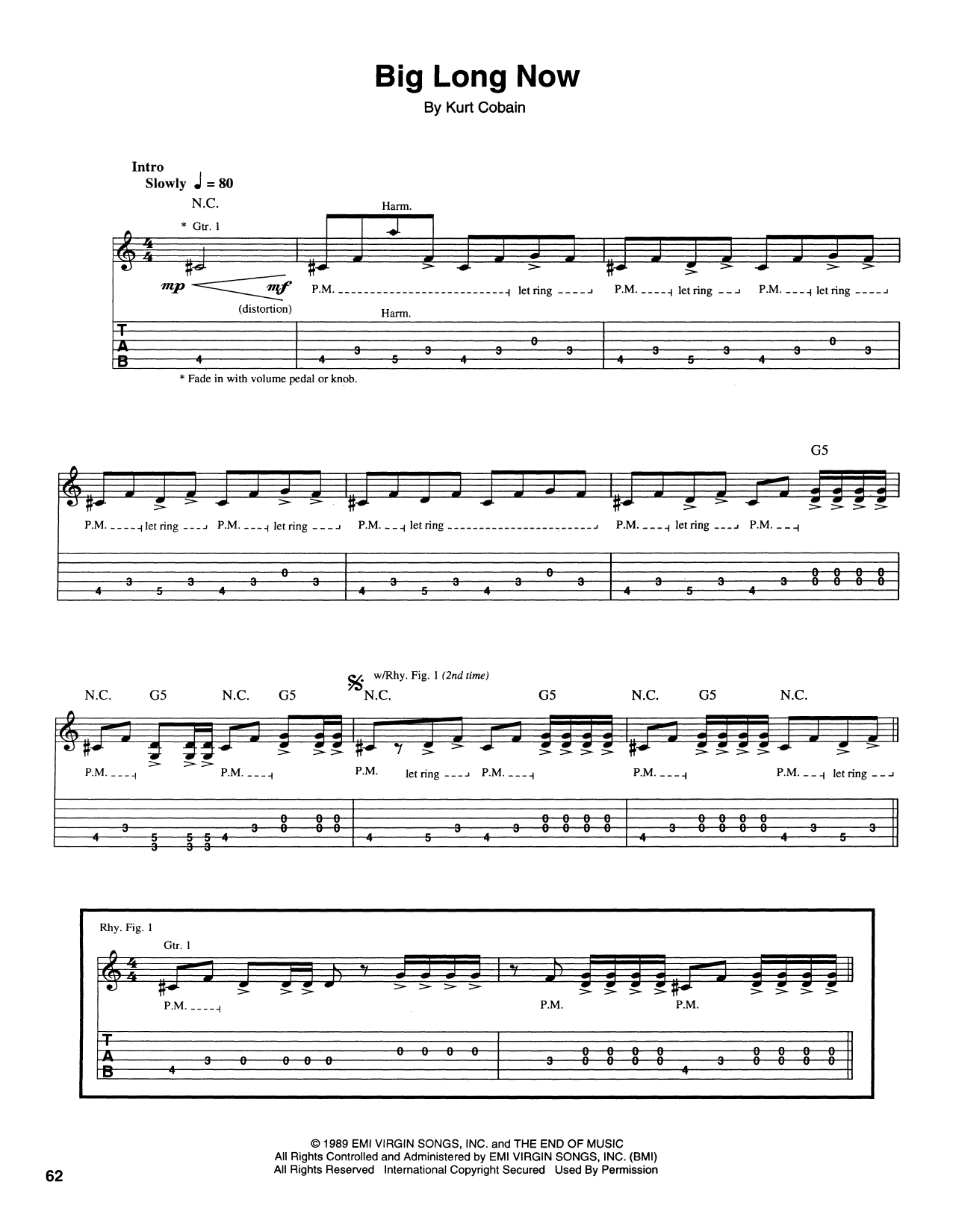 Download Nirvana Big Long Now Sheet Music and learn how to play Piano, Vocal & Guitar Chords (Right-Hand Melody) PDF digital score in minutes