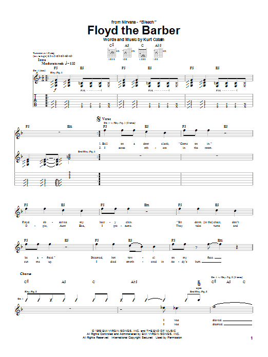 Download Nirvana Floyd The Barber Sheet Music and learn how to play Bass Guitar Tab PDF digital score in minutes