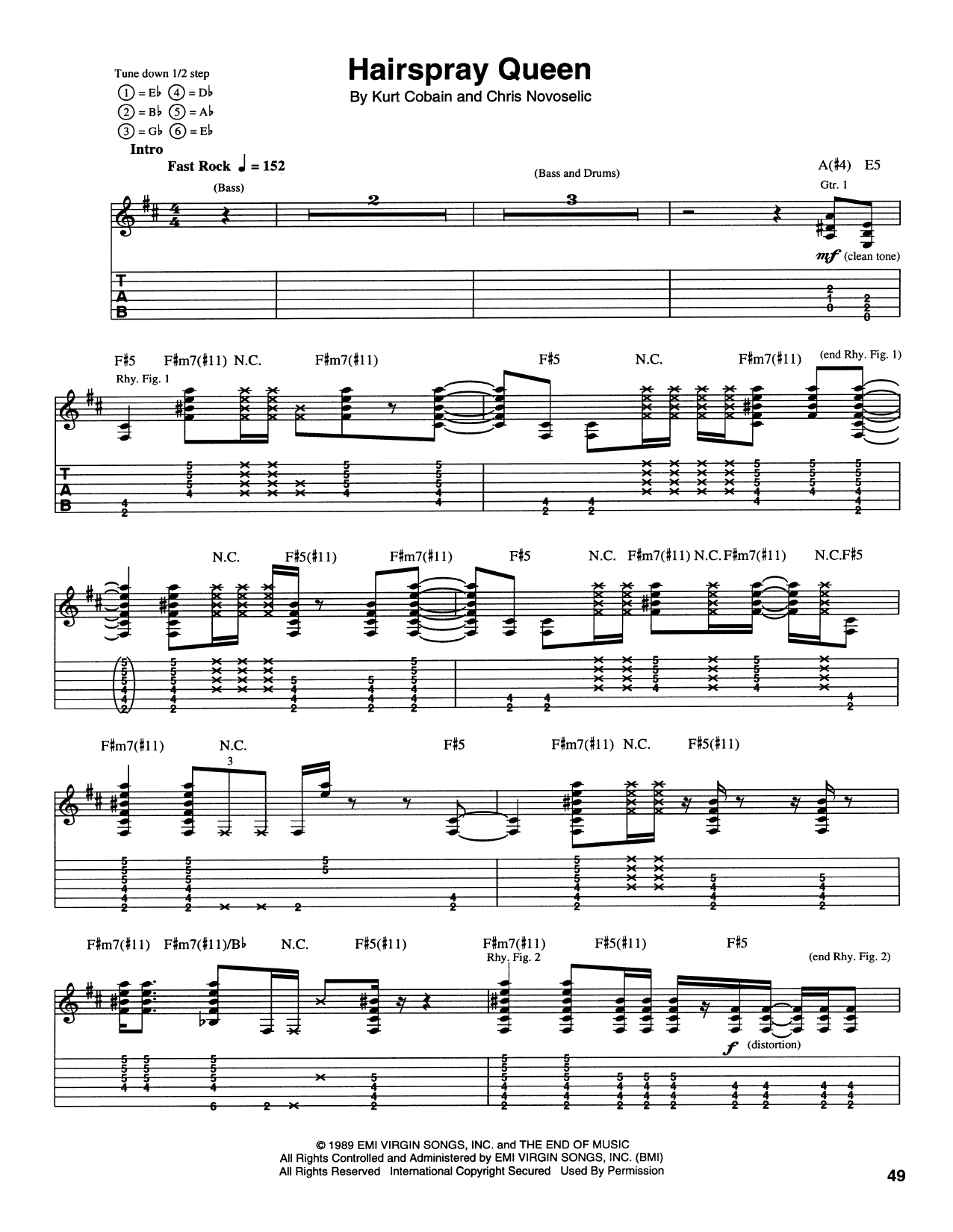 Download Nirvana Hairspray Queen Sheet Music and learn how to play Piano, Vocal & Guitar Chords (Right-Hand Melody) PDF digital score in minutes