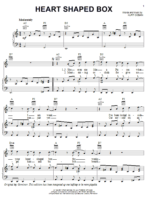 Download Nirvana Heart Shaped Box Sheet Music and learn how to play Drums Transcription PDF digital score in minutes