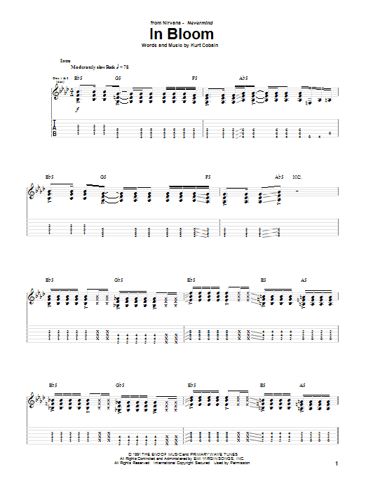Download Nirvana In Bloom Sheet Music and learn how to play Ukulele PDF digital score in minutes