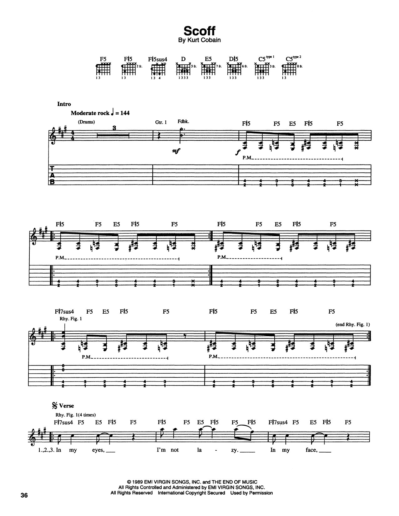 Download Nirvana Scoff Sheet Music and learn how to play Piano, Vocal & Guitar Chords (Right-Hand Melody) PDF digital score in minutes