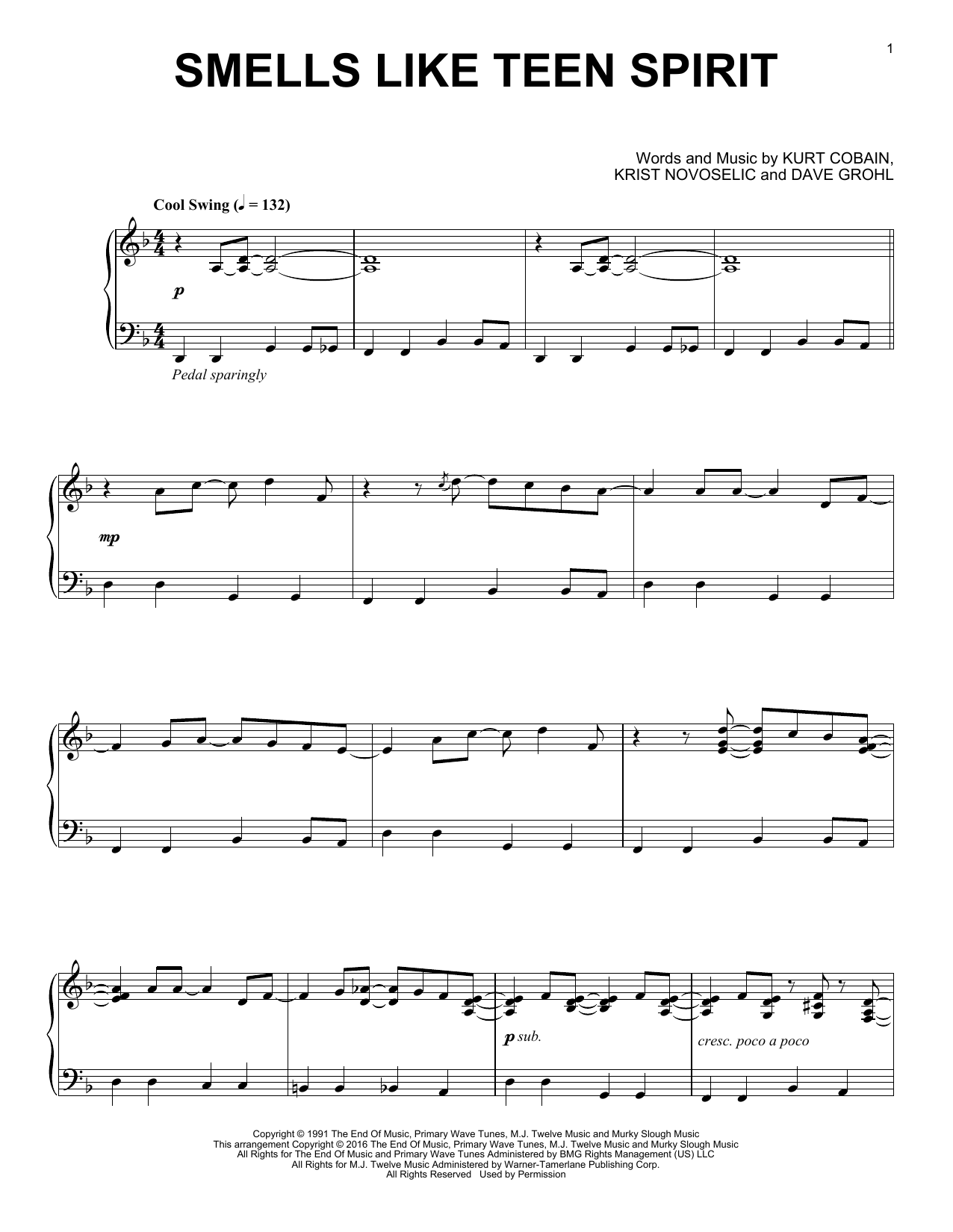 Download Nirvana Smells Like Teen Spirit Sheet Music and learn how to play Piano PDF digital score in minutes