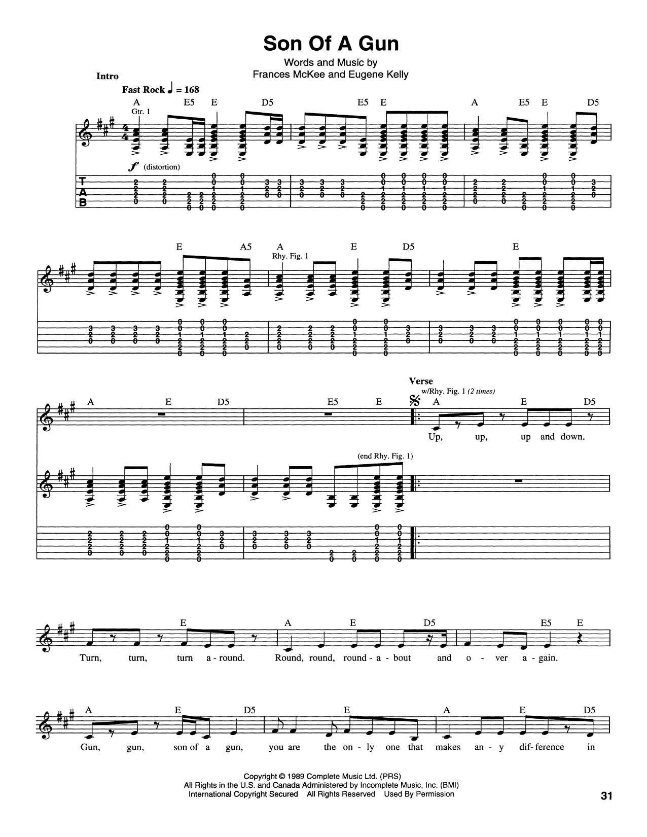 Download Nirvana Son Of A Gun Sheet Music and learn how to play Guitar Tab PDF digital score in minutes