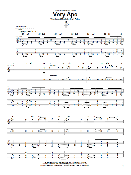 Download Nirvana Very Ape Sheet Music and learn how to play Guitar Tab PDF digital score in minutes