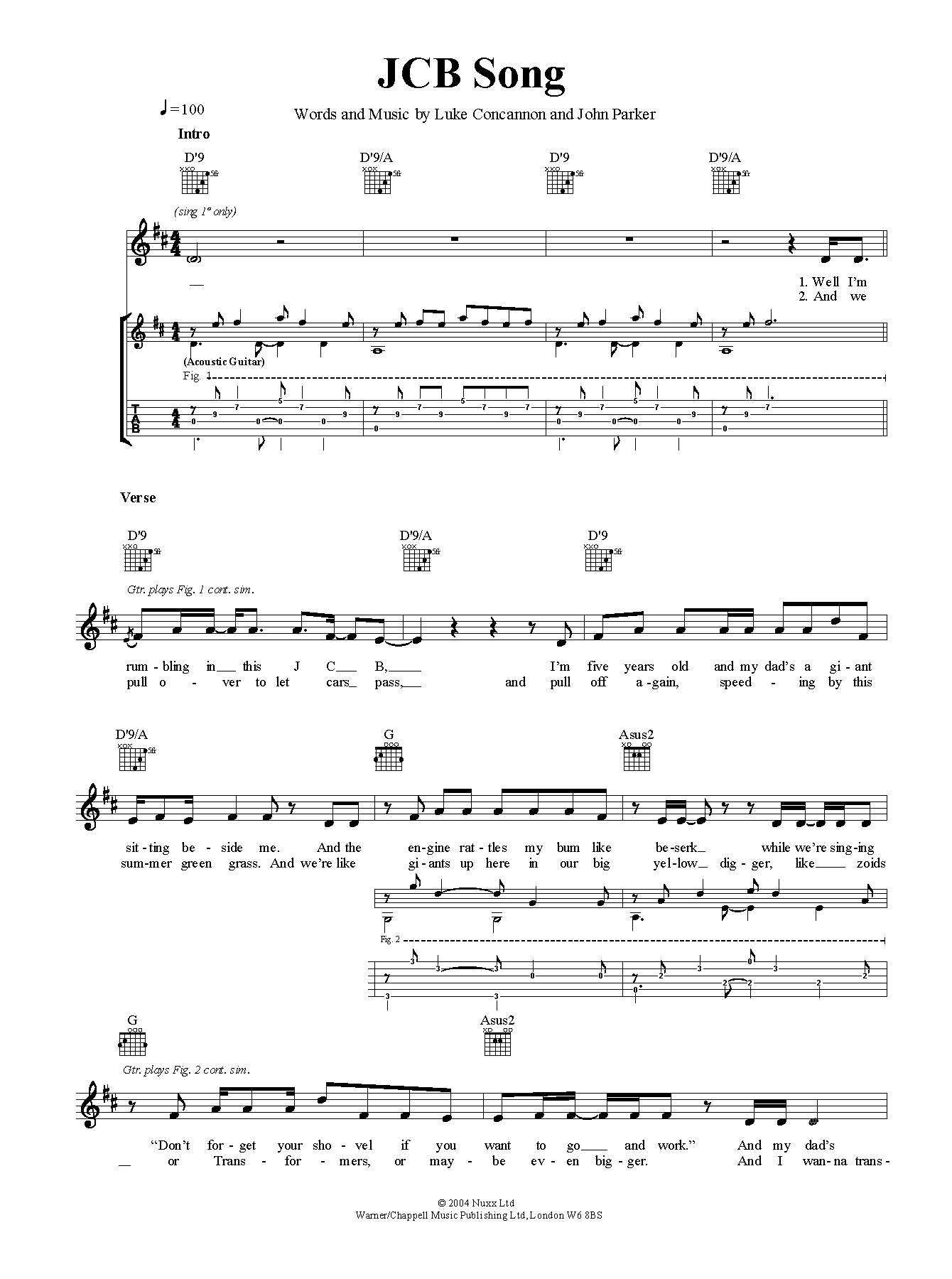 Download Nizlopi The JCB Song Sheet Music and learn how to play Lead Sheet / Fake Book PDF digital score in minutes