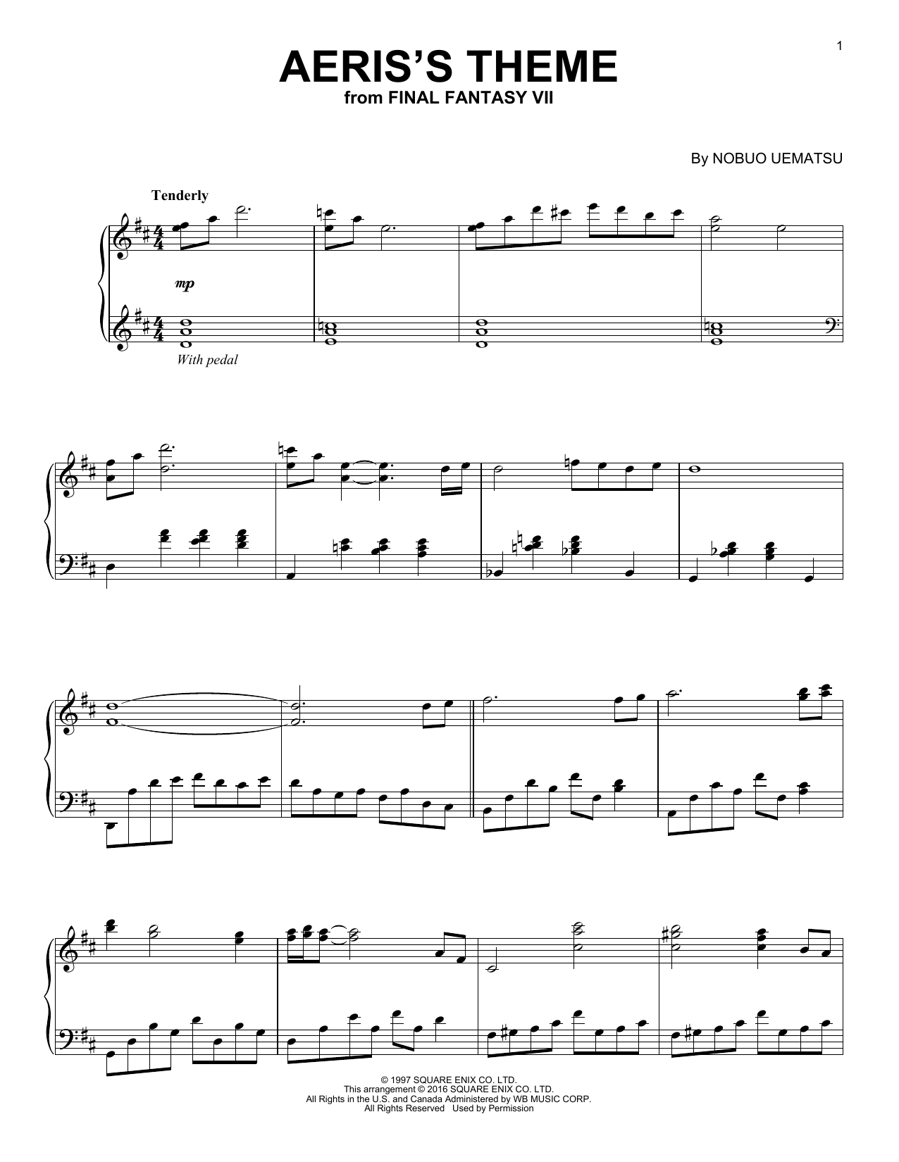 Download Nobuo Uematsu Aeris's Theme (from Final Fantasy VII) Sheet Music and learn how to play Easy Piano PDF digital score in minutes