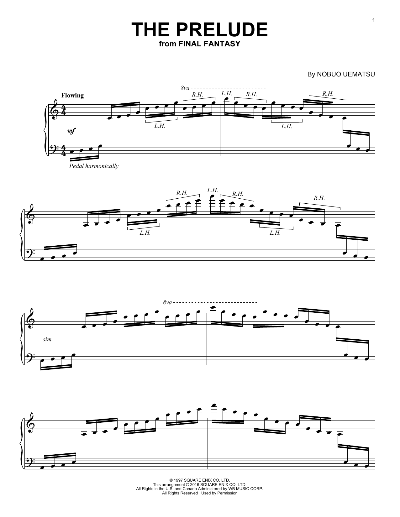 Download Nobuo Uematsu The Prelude (from Final Fantasy) Sheet Music and learn how to play Easy Piano PDF digital score in minutes