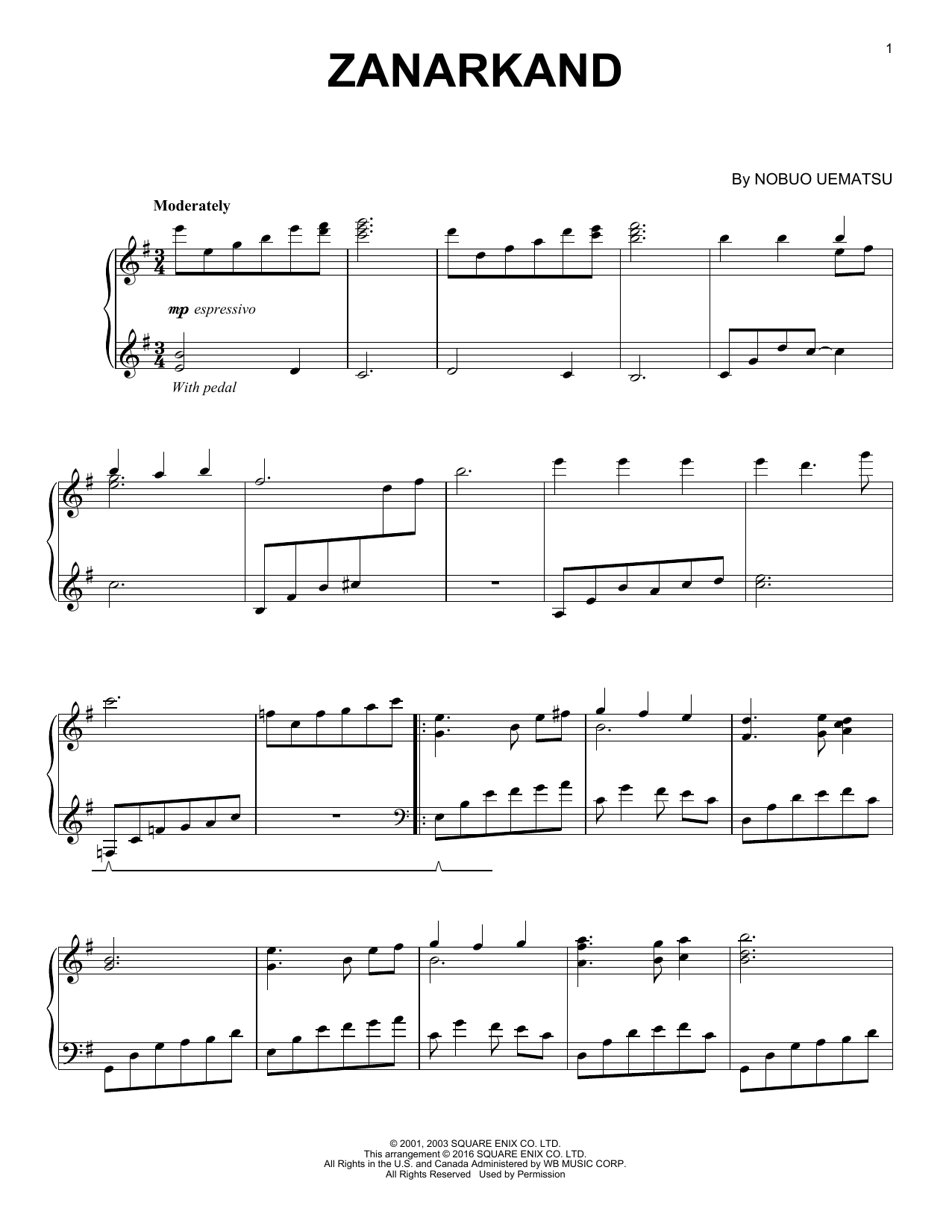 Download Nobuo Uematsu Zanarkand Sheet Music and learn how to play Piano PDF digital score in minutes