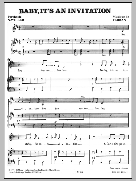 Download Noé Willer Baby It's An Invitation Sheet Music and learn how to play Piano & Vocal PDF digital score in minutes