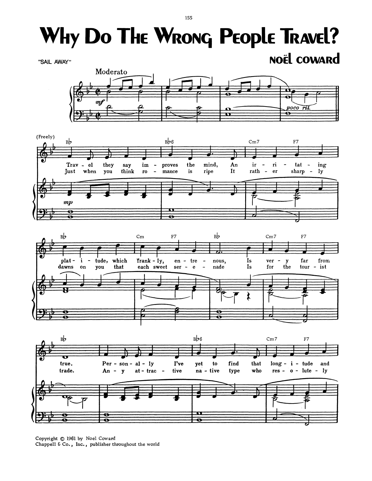 Download Noel Coward Why Do The Wrong People Travel? Sheet Music and learn how to play Piano, Vocal & Guitar Chords (Right-Hand Melody) PDF digital score in minutes