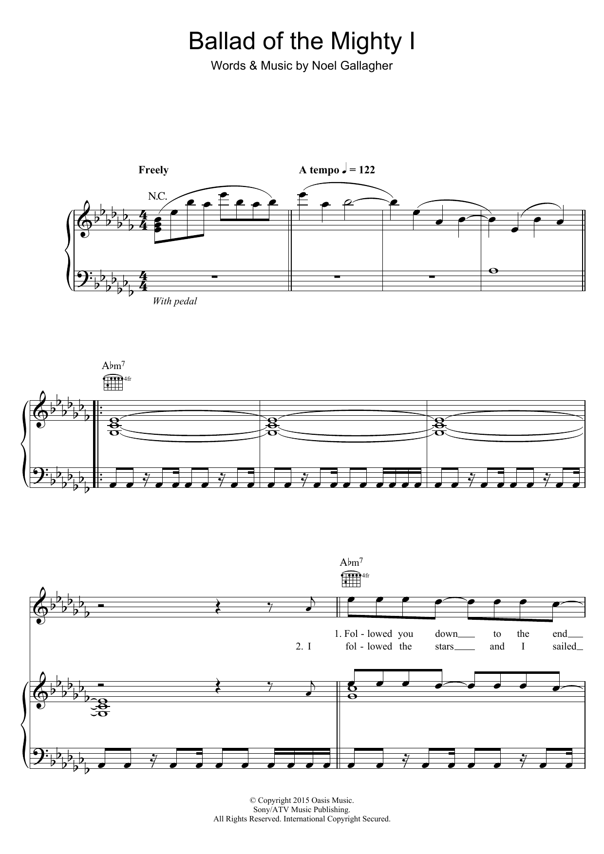 Download Noel Gallagher's High Flying Birds Ballad Of The Mighty I Sheet Music and learn how to play Piano, Vocal & Guitar (Right-Hand Melody) PDF digital score in minutes