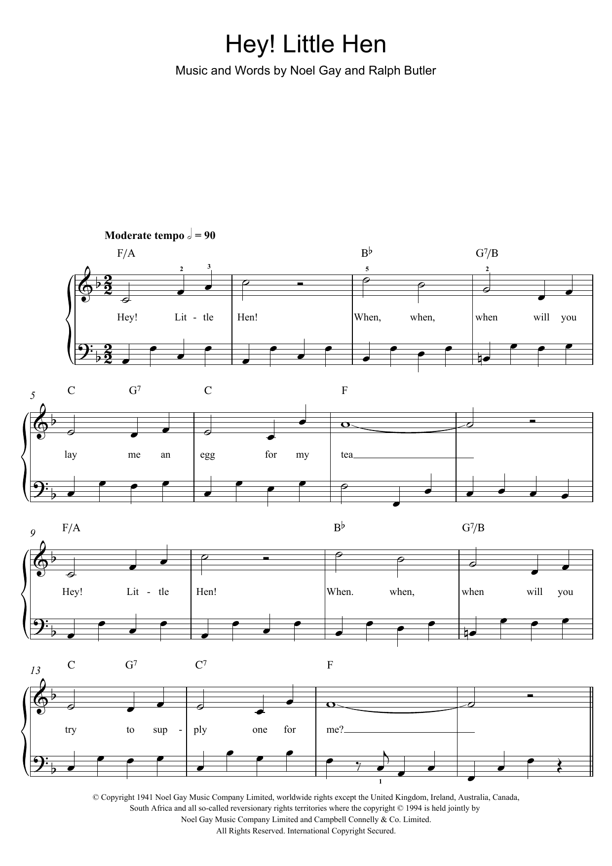 Download Noel Gay Hey, Little Hen Sheet Music and learn how to play Easy Piano PDF digital score in minutes