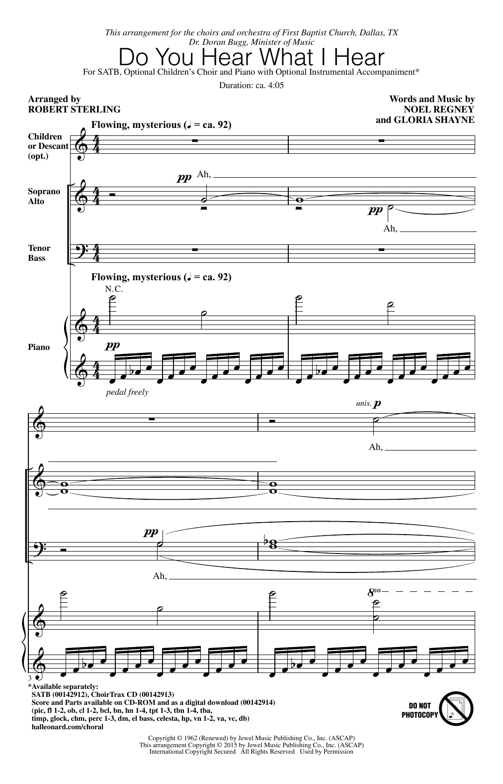 Download Robert Sterling Do You Hear What I Hear Sheet Music and learn how to play Choral PDF digital score in minutes