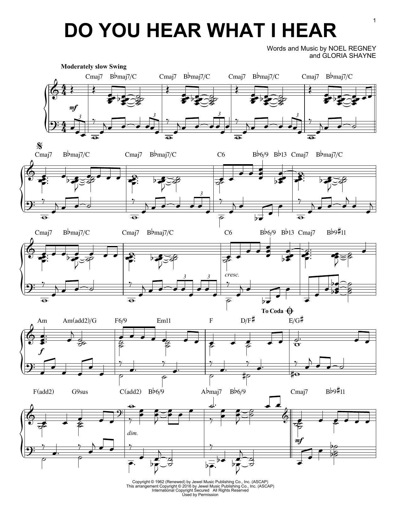 Download Noel Regney Do You Hear What I Hear Sheet Music and learn how to play Piano PDF digital score in minutes