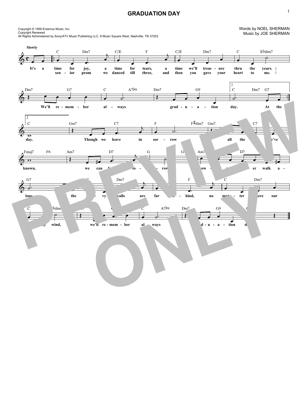 Download Noel Sherman Graduation Day Sheet Music and learn how to play Lead Sheet / Fake Book PDF digital score in minutes
