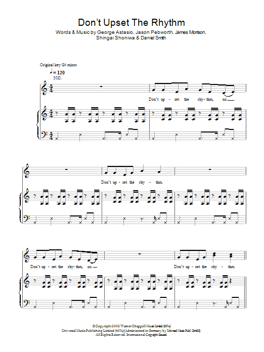 Download Noisettes Don't Upset The Rhythm Sheet Music and learn how to play Lyrics & Chords PDF digital score in minutes