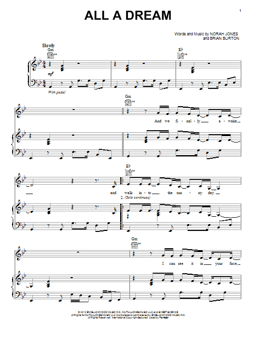 Download Norah Jones All A Dream Sheet Music and learn how to play Piano, Vocal & Guitar (Right-Hand Melody) PDF digital score in minutes