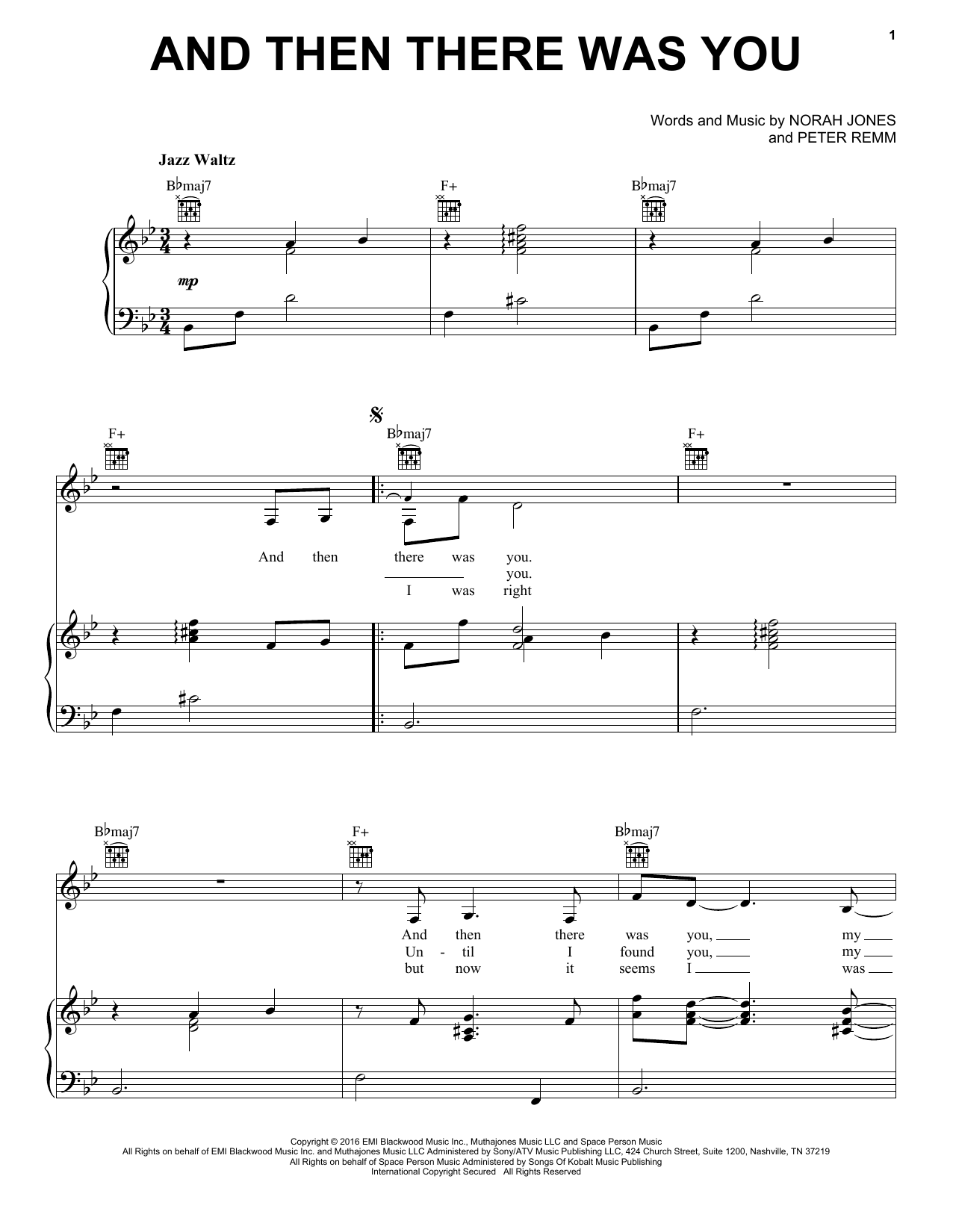 Download Norah Jones And Then There Was You Sheet Music and learn how to play Piano, Vocal & Guitar (Right-Hand Melody) PDF digital score in minutes