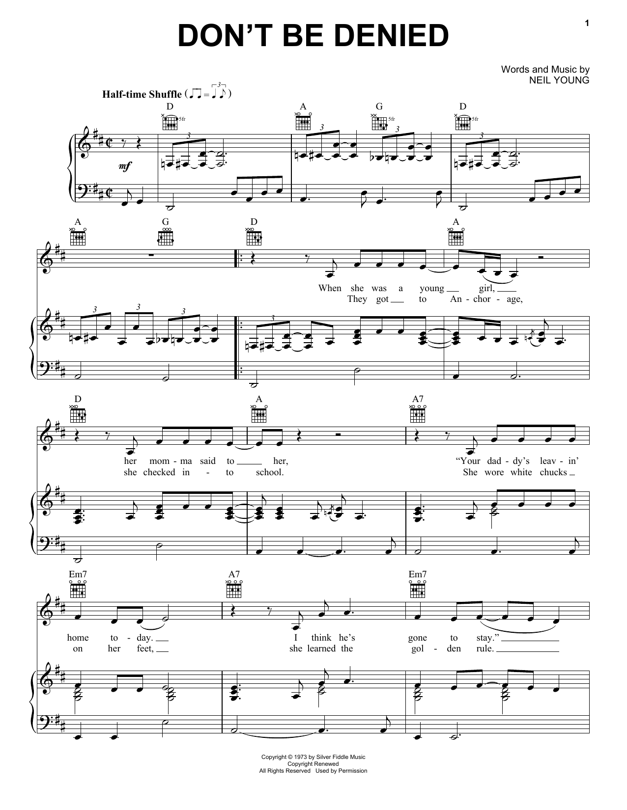 Download Norah Jones Don't Be Denied Sheet Music and learn how to play Piano, Vocal & Guitar (Right-Hand Melody) PDF digital score in minutes