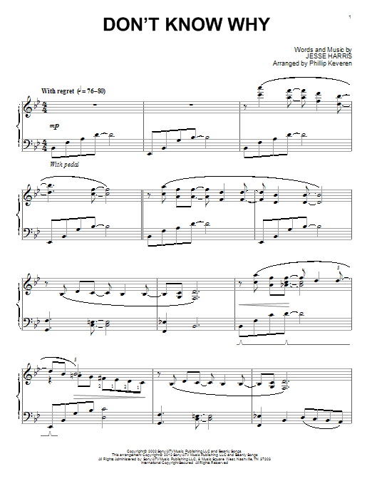Download Norah Jones Don't Know Why Sheet Music and learn how to play Piano PDF digital score in minutes