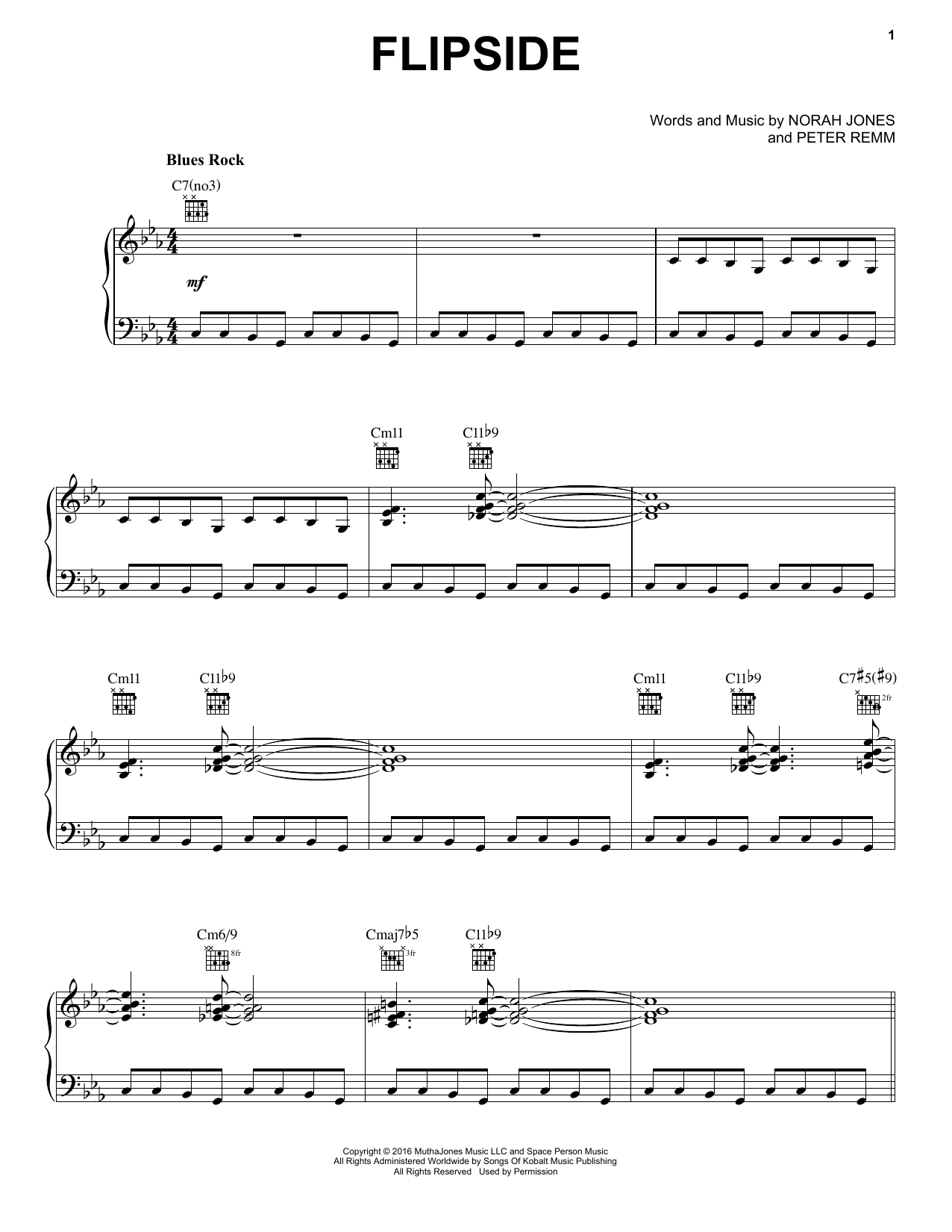 Download Norah Jones Flipside Sheet Music and learn how to play Easy Piano PDF digital score in minutes