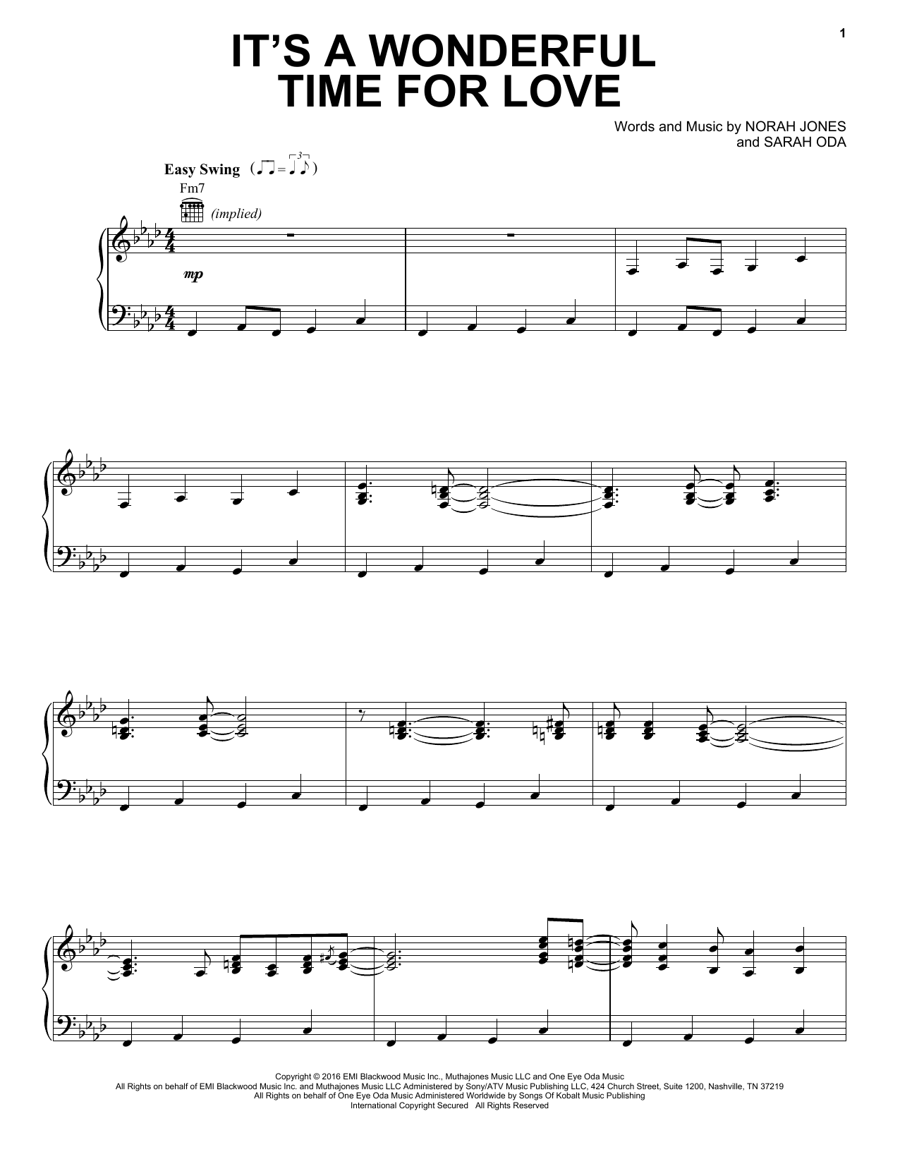 Download Norah Jones It's A Wonderful Time For Love Sheet Music and learn how to play Piano, Vocal & Guitar (Right-Hand Melody) PDF digital score in minutes