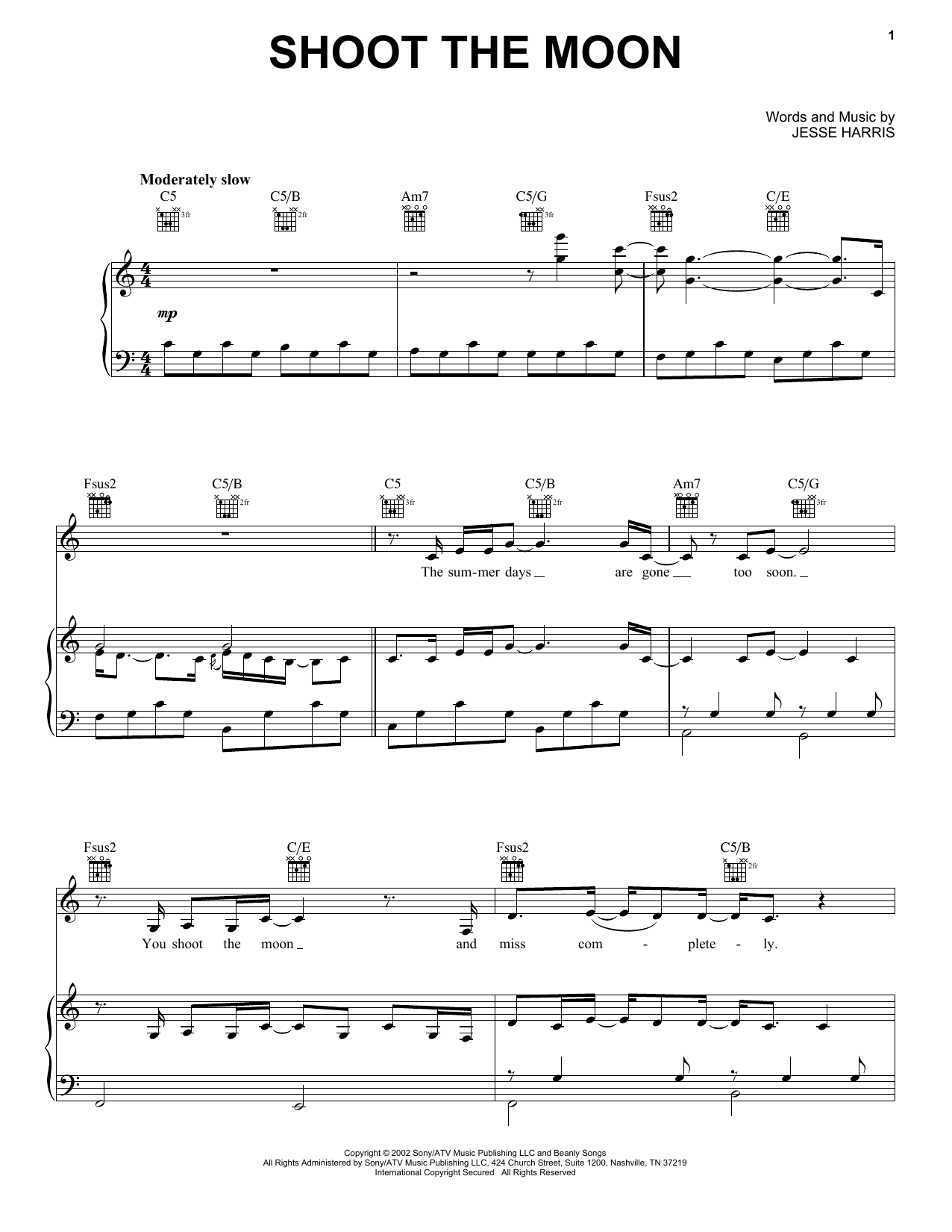 Download Norah Jones Shoot The Moon Sheet Music and learn how to play Easy Guitar Tab PDF digital score in minutes