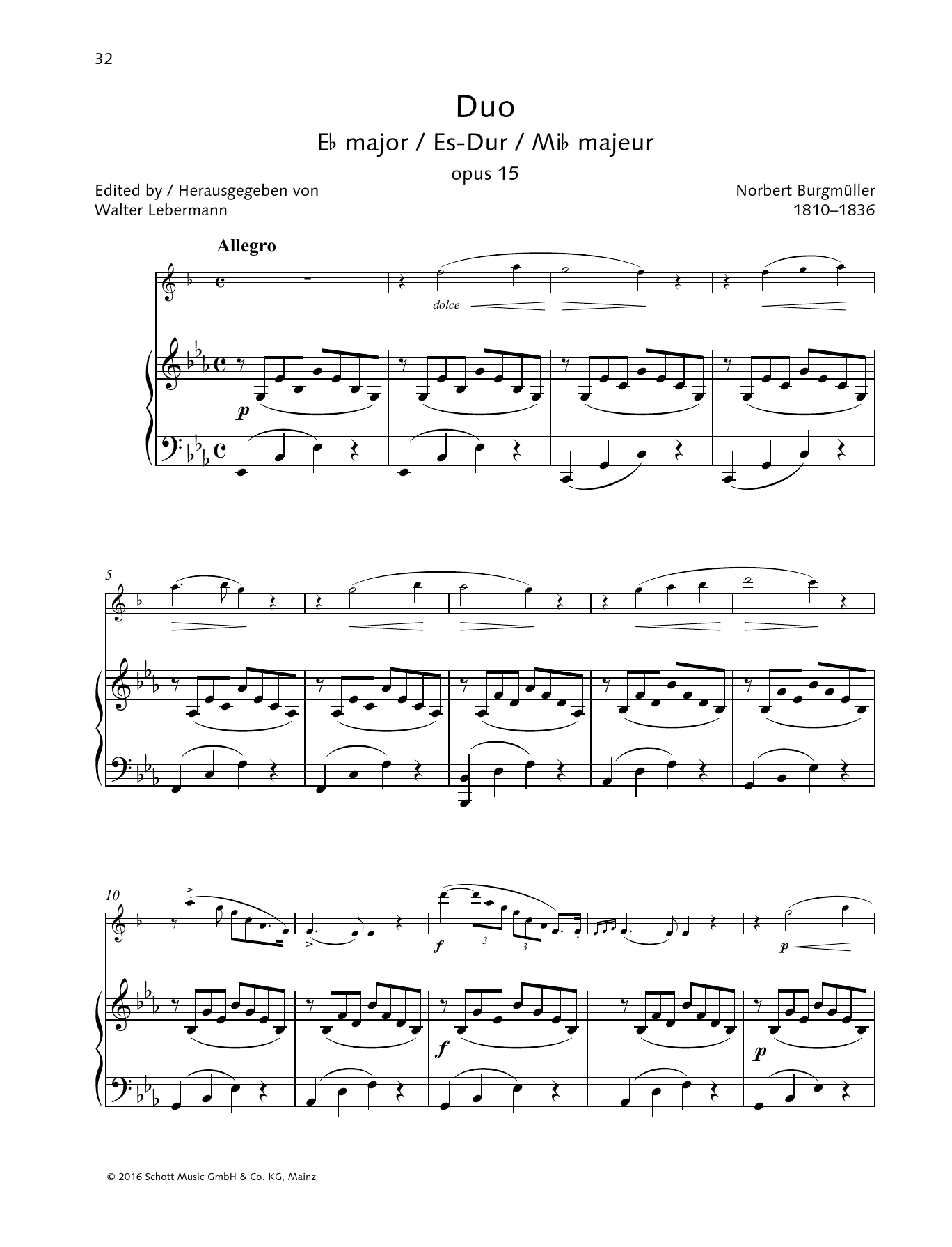 Download Norbert Burgmüller Duo E-flat major Sheet Music and learn how to play Woodwind Solo PDF digital score in minutes