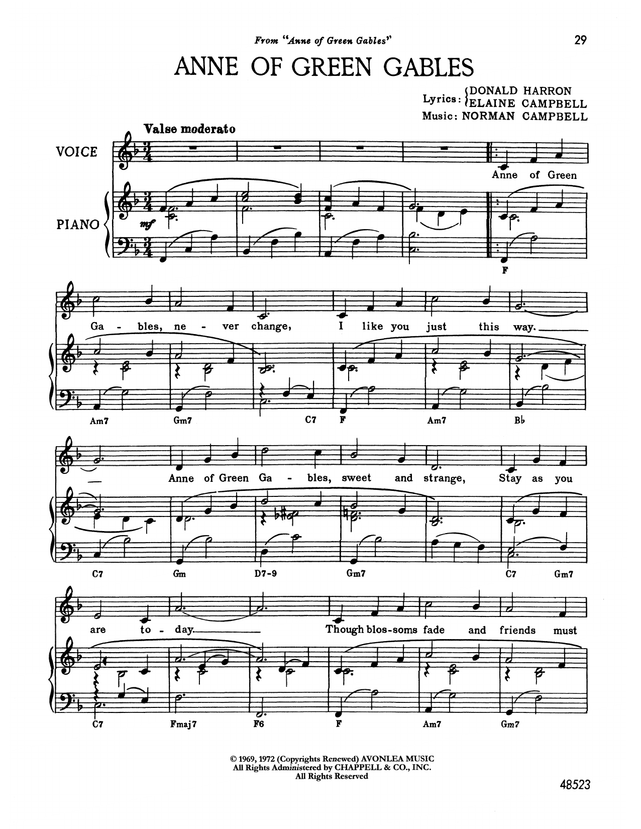 Download Norman Campbell Anne Of Green Gables (from Anne Of Green Gables) Sheet Music and learn how to play Piano & Vocal PDF digital score in minutes