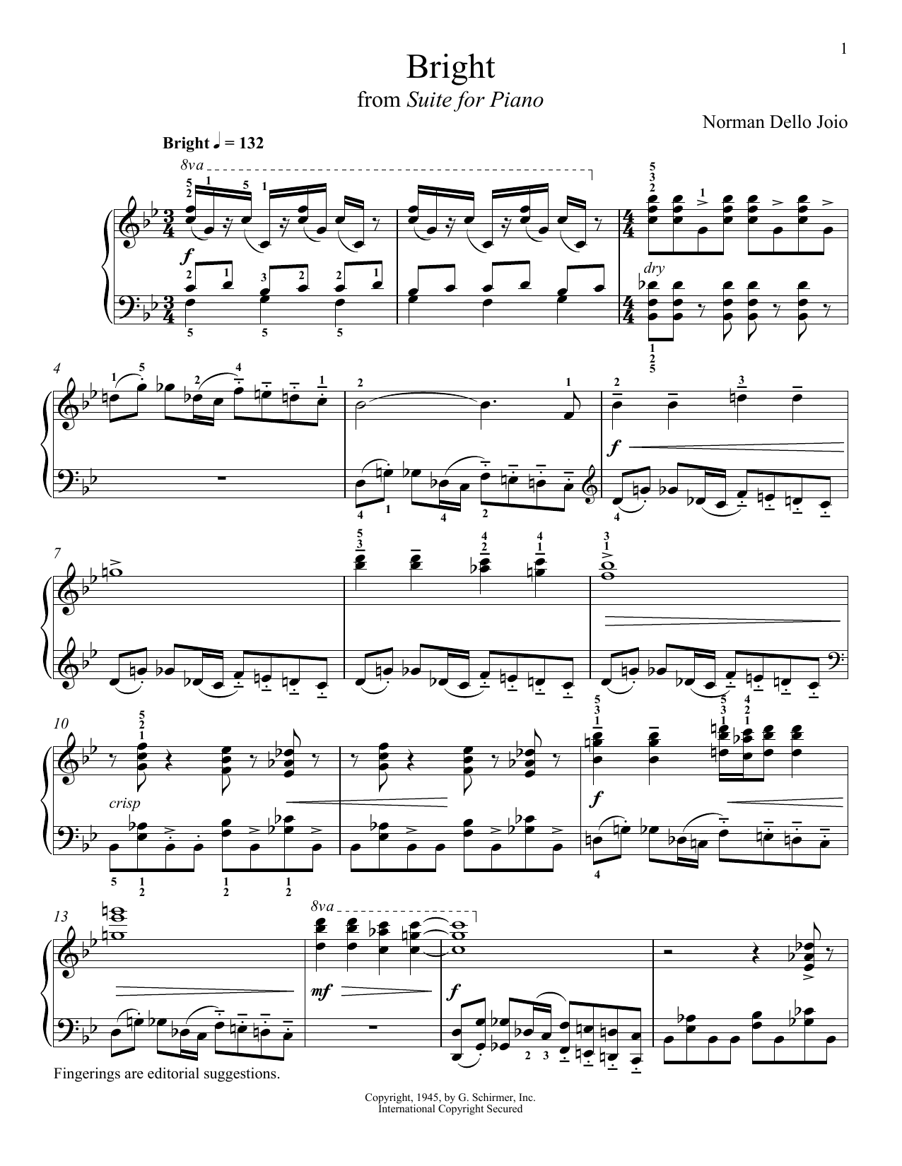 Download Norman Dello Joio Bright Sheet Music and learn how to play Piano PDF digital score in minutes