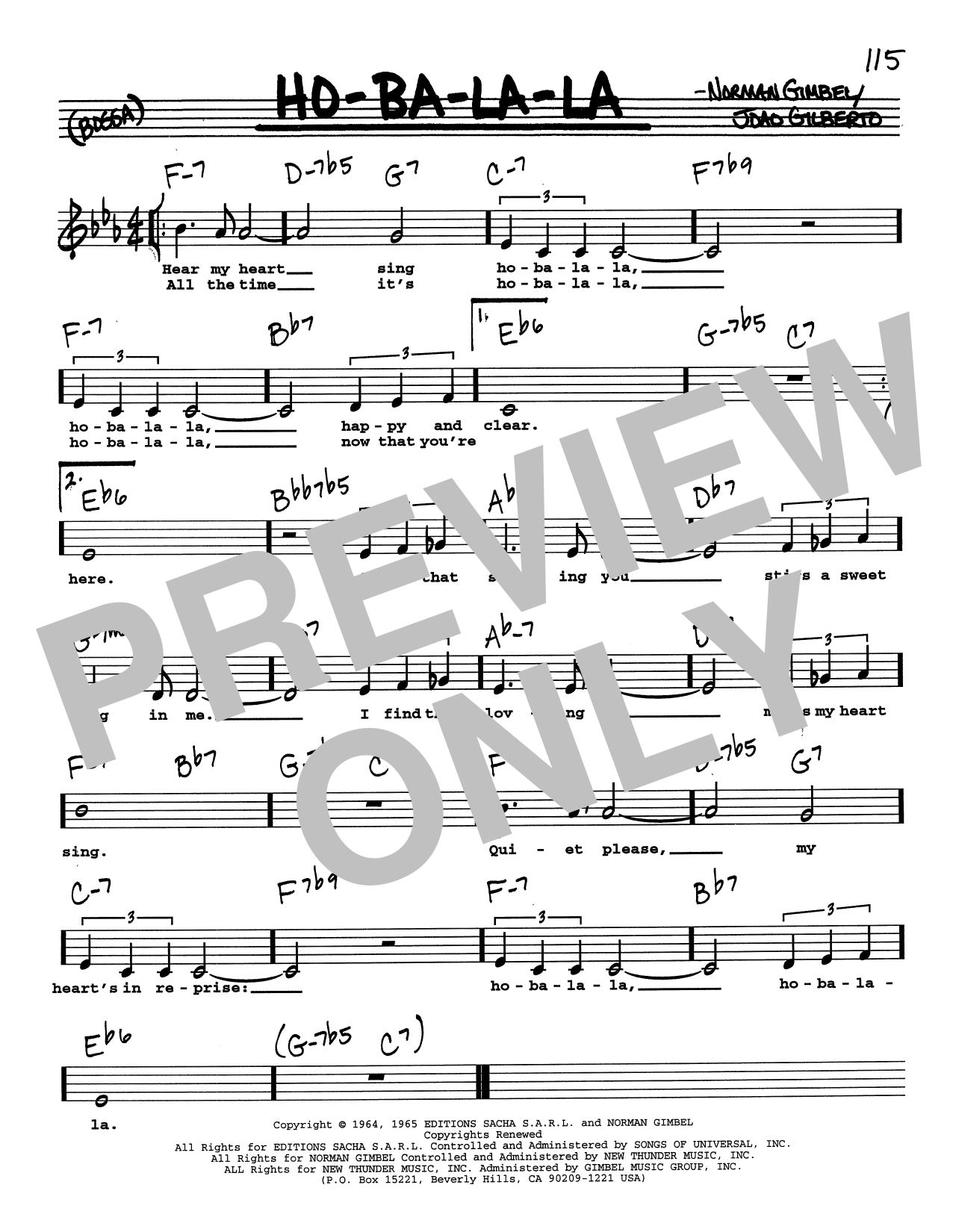Download Norman Gimbel Ho-Ba-La-La (Low Voice) Sheet Music and learn how to play Real Book – Melody, Lyrics & Chords PDF digital score in minutes