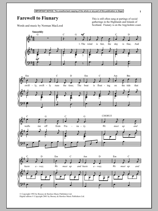 Download Norman Macleod Farewell To Fiunary Sheet Music and learn how to play Piano PDF digital score in minutes