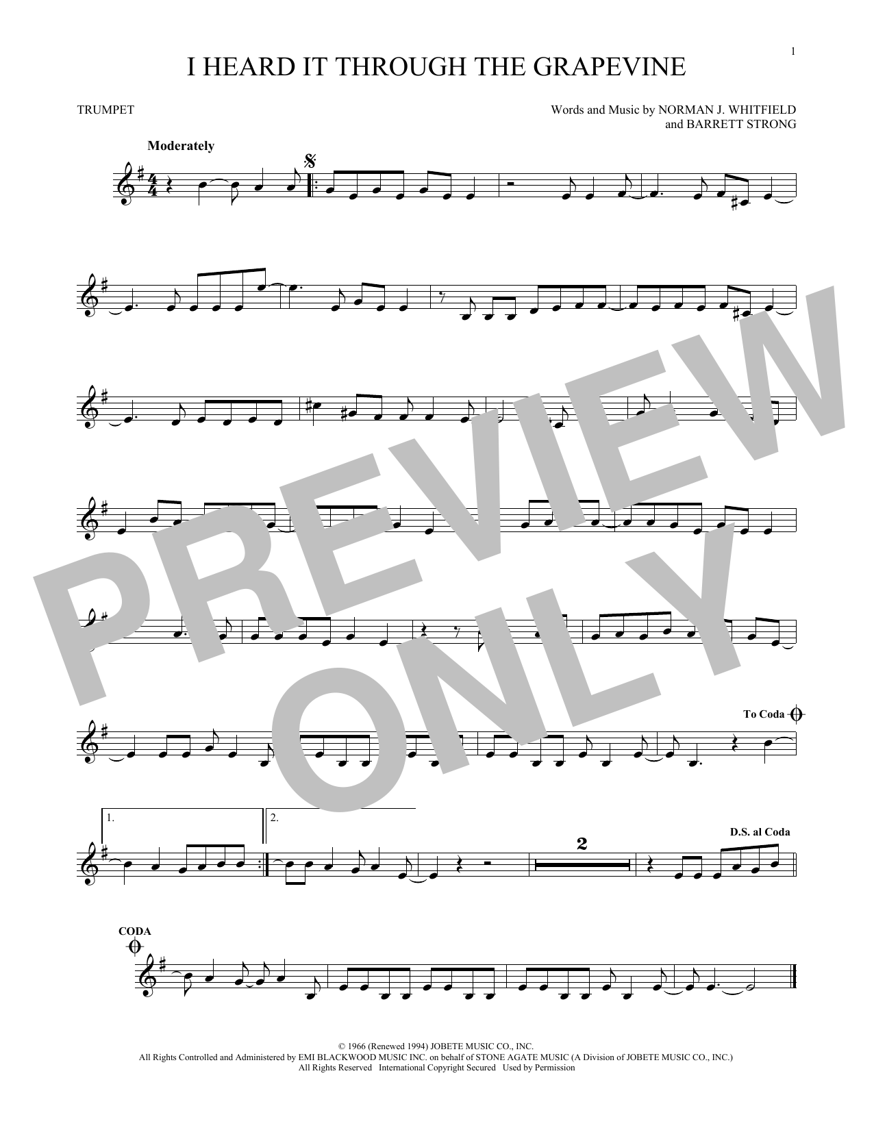 Download Marvin Gaye I Heard It Through The Grapevine Sheet Music and learn how to play Viola PDF digital score in minutes
