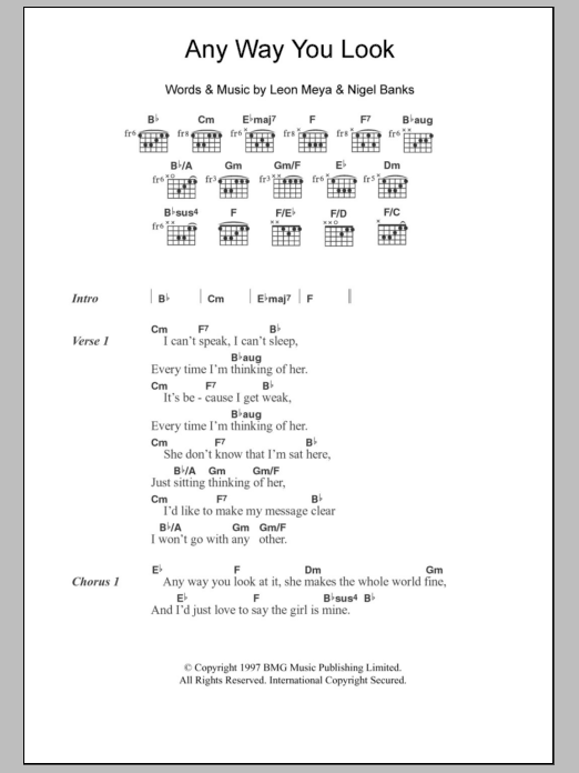 Download Northern Uproar Any Way You Look Sheet Music and learn how to play Lyrics & Chords PDF digital score in minutes