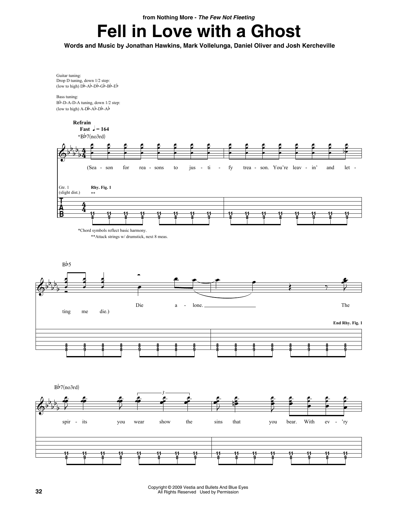 Download Nothing More Fell In Love With A Ghost Sheet Music and learn how to play Guitar Rhythm Tab PDF digital score in minutes