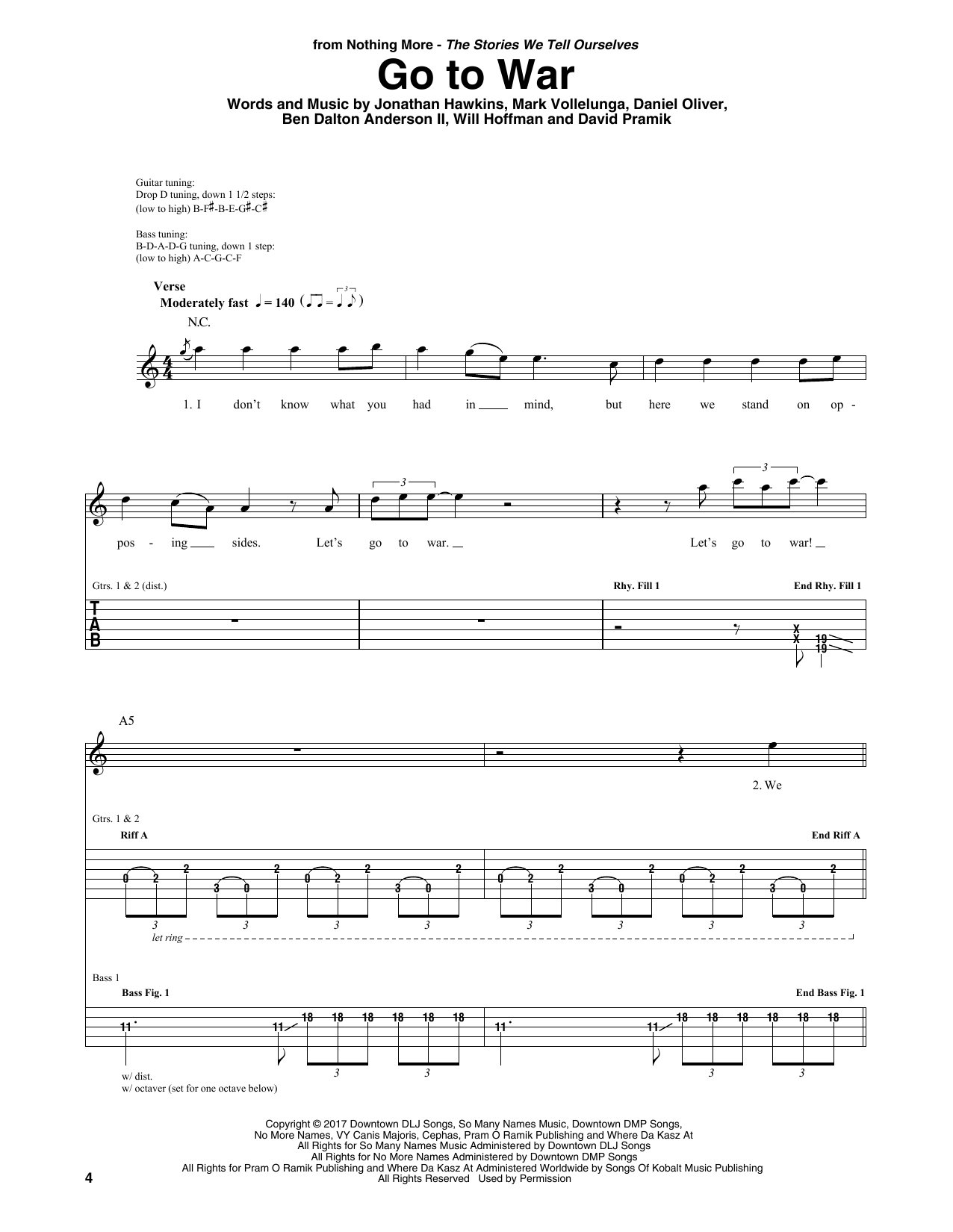 Download Nothing More Go To War Sheet Music and learn how to play Guitar Rhythm Tab PDF digital score in minutes