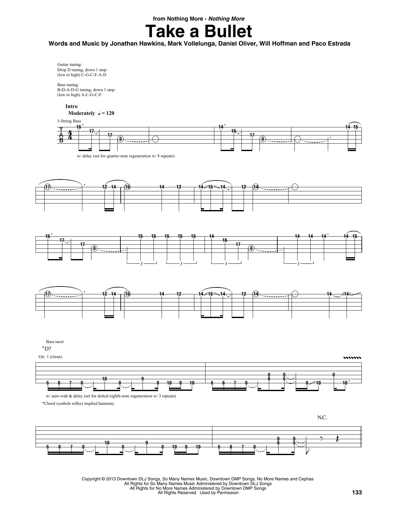 Download Nothing More Take A Bullet Sheet Music and learn how to play Guitar Rhythm Tab PDF digital score in minutes