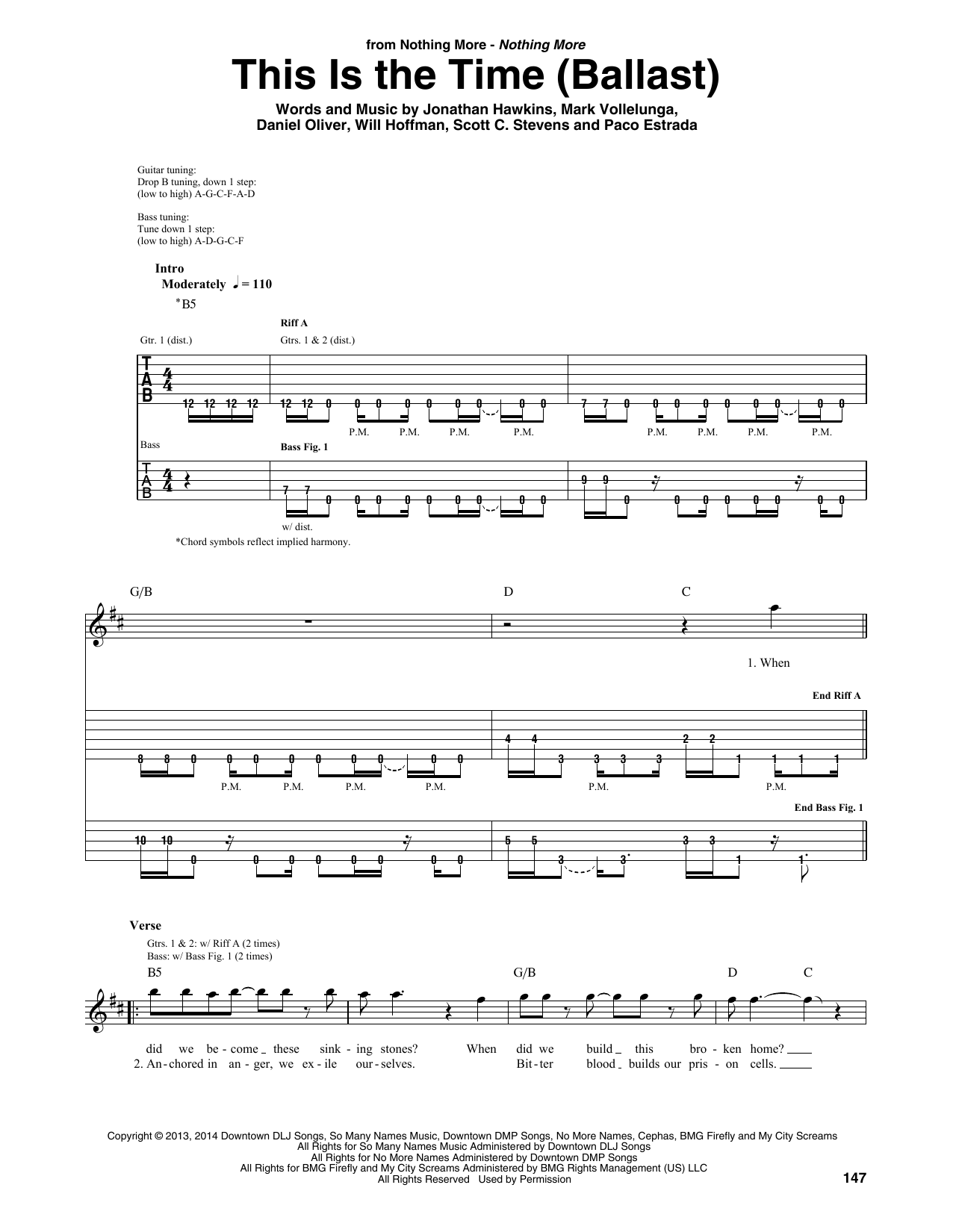 Download Nothing More This Is The Time (Ballast) Sheet Music and learn how to play Guitar Rhythm Tab PDF digital score in minutes