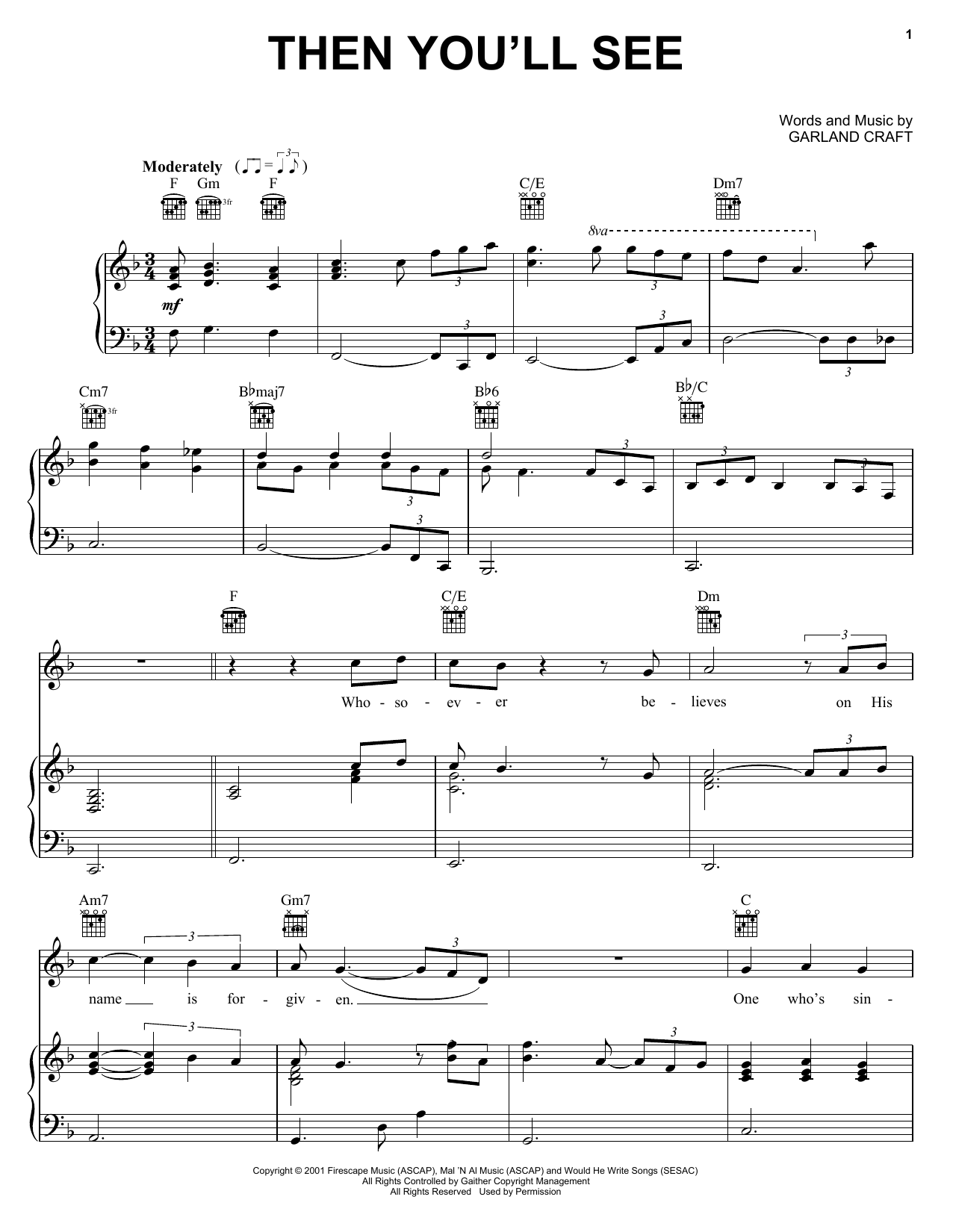 Download The Oak Ridge Boys Then You'll See Sheet Music and learn how to play Piano, Vocal & Guitar (Right-Hand Melody) PDF digital score in minutes