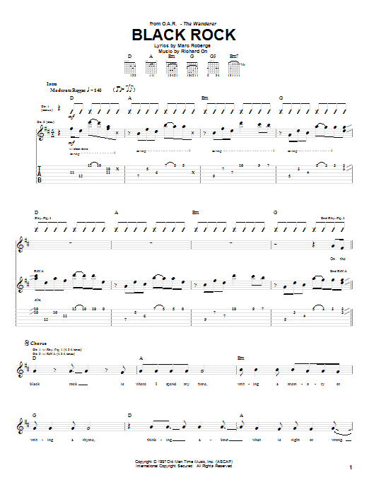 Download O.A.R. Black Rock Sheet Music and learn how to play Guitar Tab PDF digital score in minutes